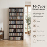 16 Compartment CD Storage Unit 54" Freestanding Open Display Shelf with 12 Removable Shelves