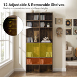 16 Compartment CD Storage Unit 54" Freestanding Open Display Shelf with 12 Removable Shelves