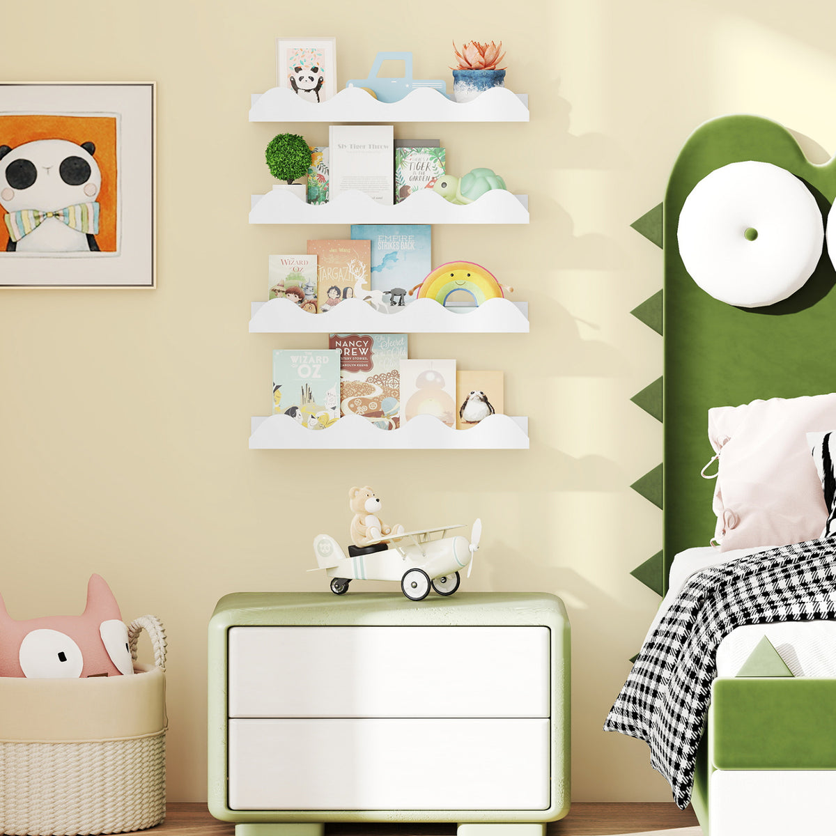 Kids Bookshelf Set of 4 Floating Nursery Book Shelves for Decoration Book Toy Storage