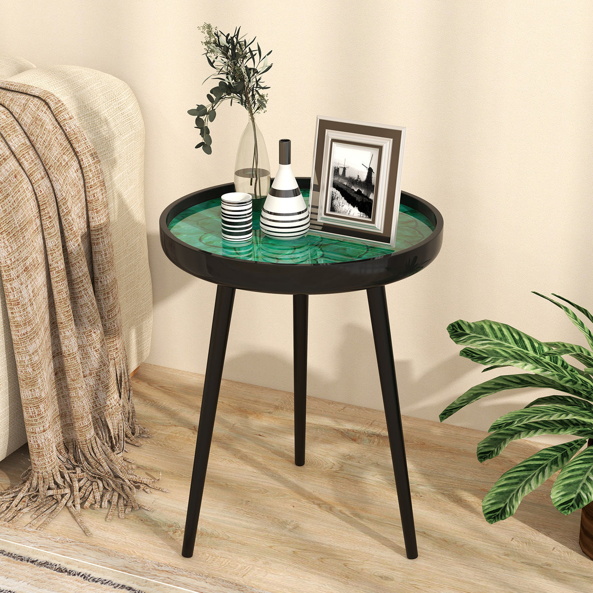 Mid-century Modern Coffee End Table with Sea Shell Decoration