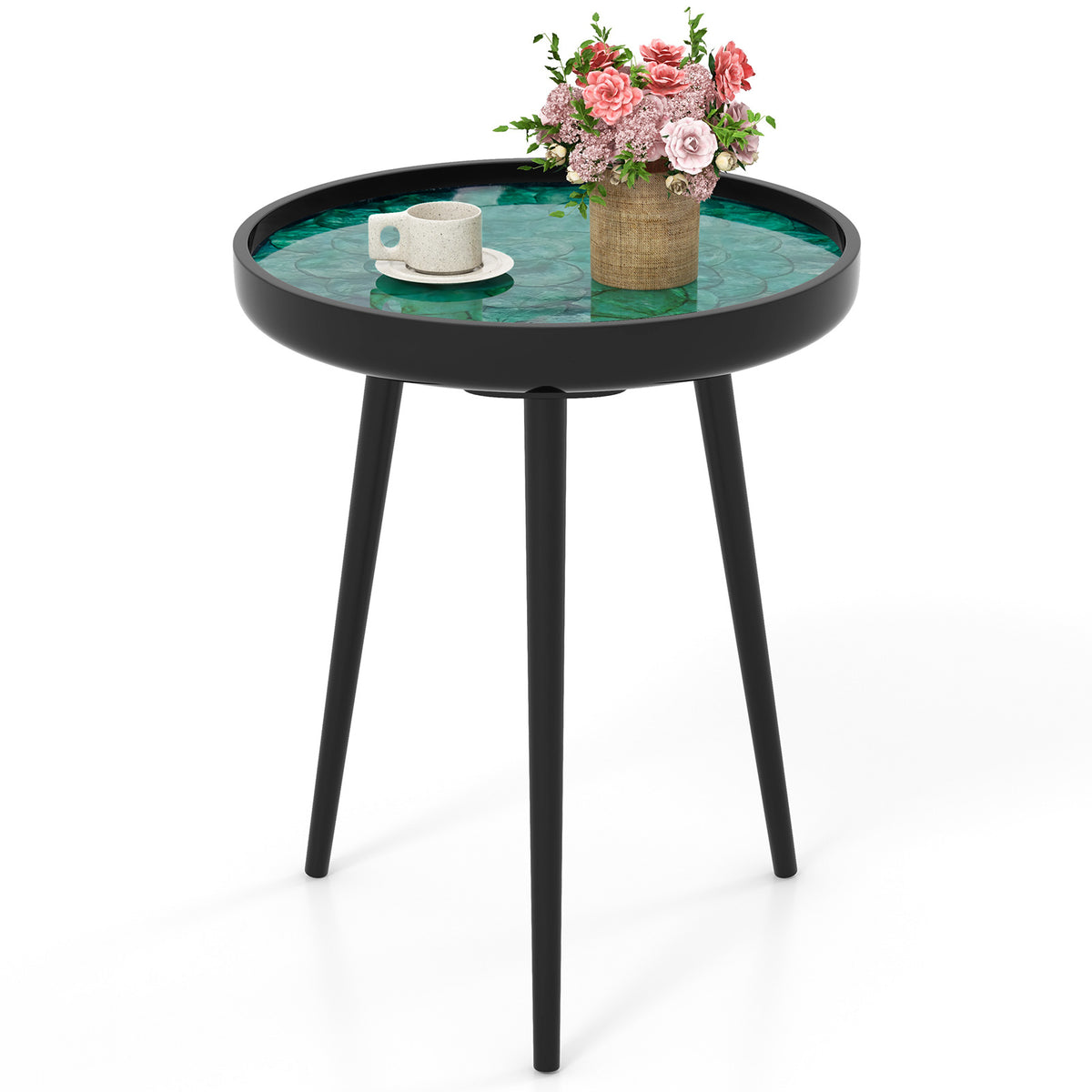 Mid-century Modern Coffee End Table with Sea Shell Decoration