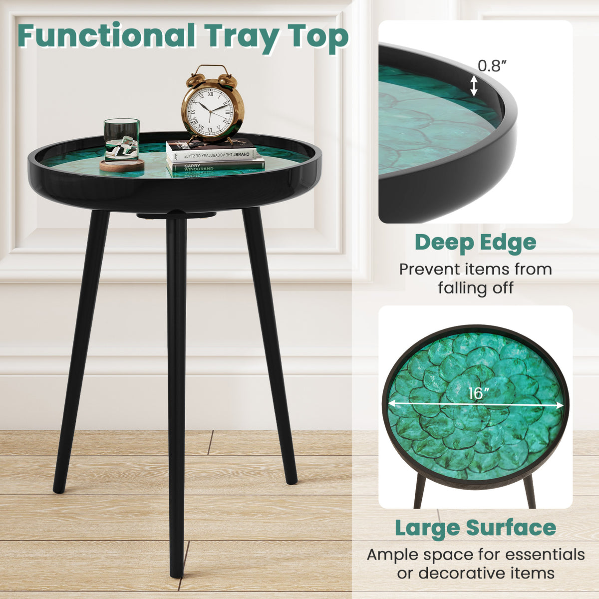 Mid-century Modern Coffee End Table with Sea Shell Decoration