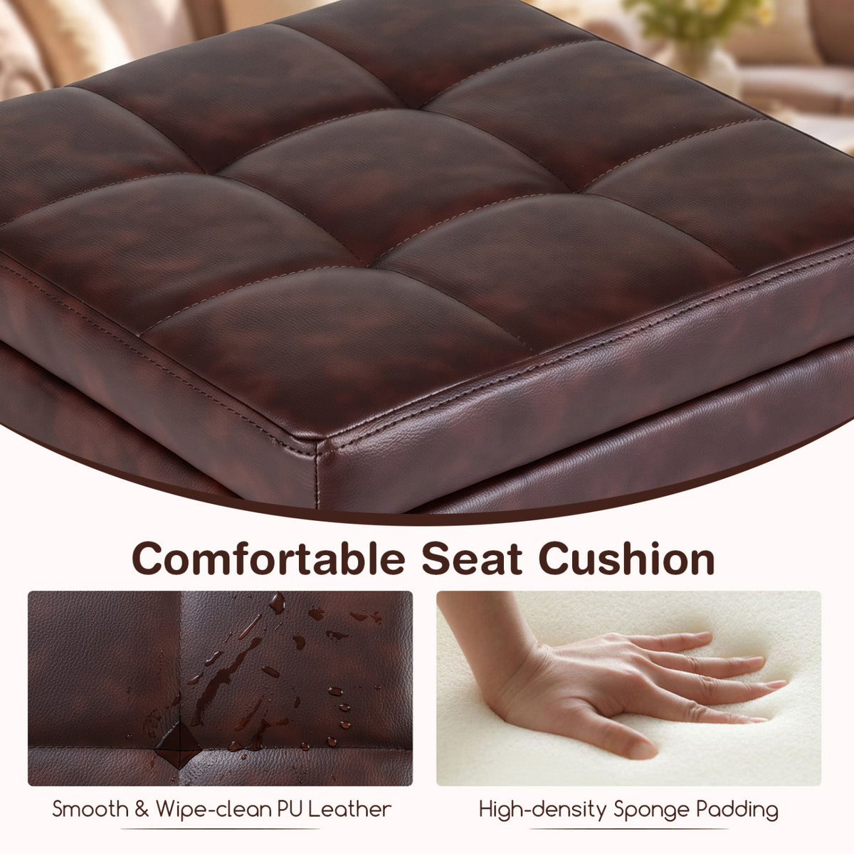 Foldable Cube Ottoman Pouffe Storage Seat