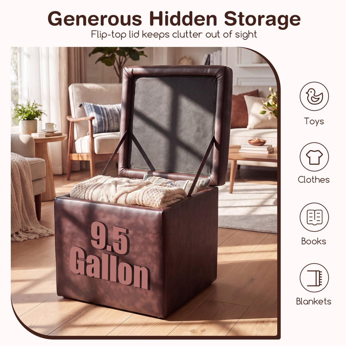 Foldable Cube Ottoman Pouffe Storage Seat