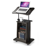 Yescom Height-Adjustable Rolling Laptop Cart with Storage