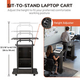 Yescom Height-Adjustable Rolling Laptop Cart with Storage