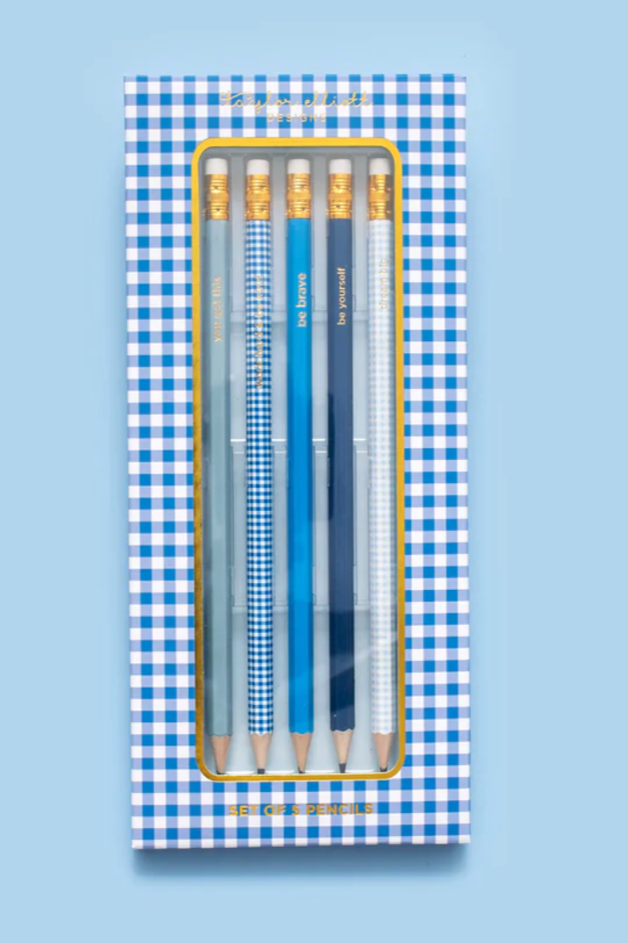 Gingham Pencil Set