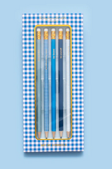 Gingham Pencil Set