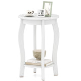 15 Inch 2-Tier Round End Table with Storage Shelf