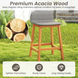 Solid Acacia Wood Bar Stools Set of 2 with Backrests and Footrests for Porch