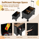 Large Foldable Utility Cart with 2-Tier Storage Crates and Telescoping Handle