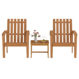 17â Square Patio Acacia Wood Side Table with Slatted Tabletop-Set of 1/2