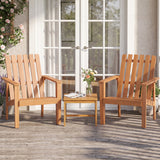 17â Square Patio Acacia Wood Side Table with Slatted Tabletop-Set of 1/2