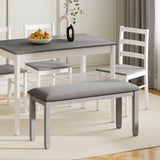 Upholstered Bedroom Bench with Padded Seat and Solid Wood Legs-Gray