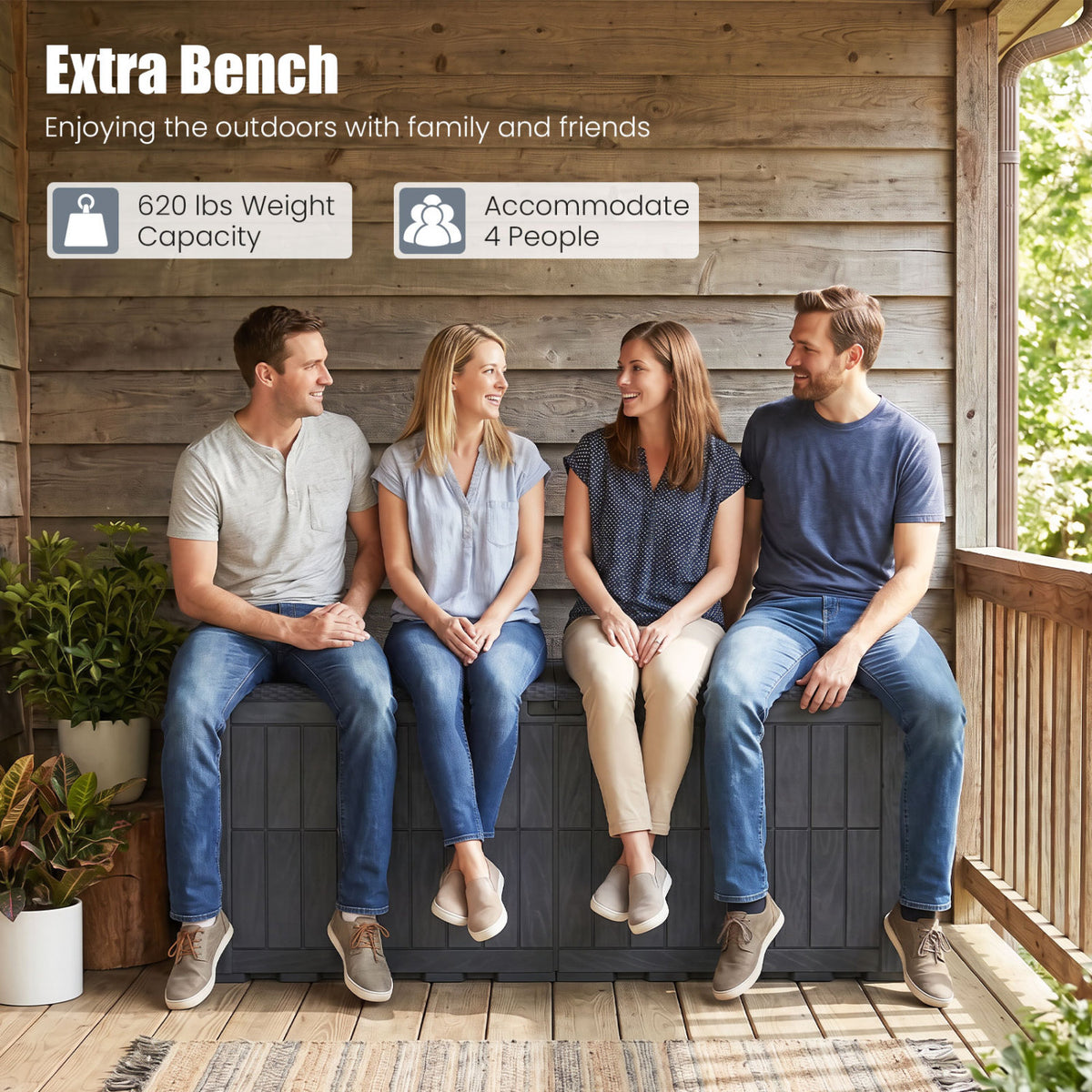Outdoor Deck Box All-Weather Lockable Storage Bin with Lid and Handles