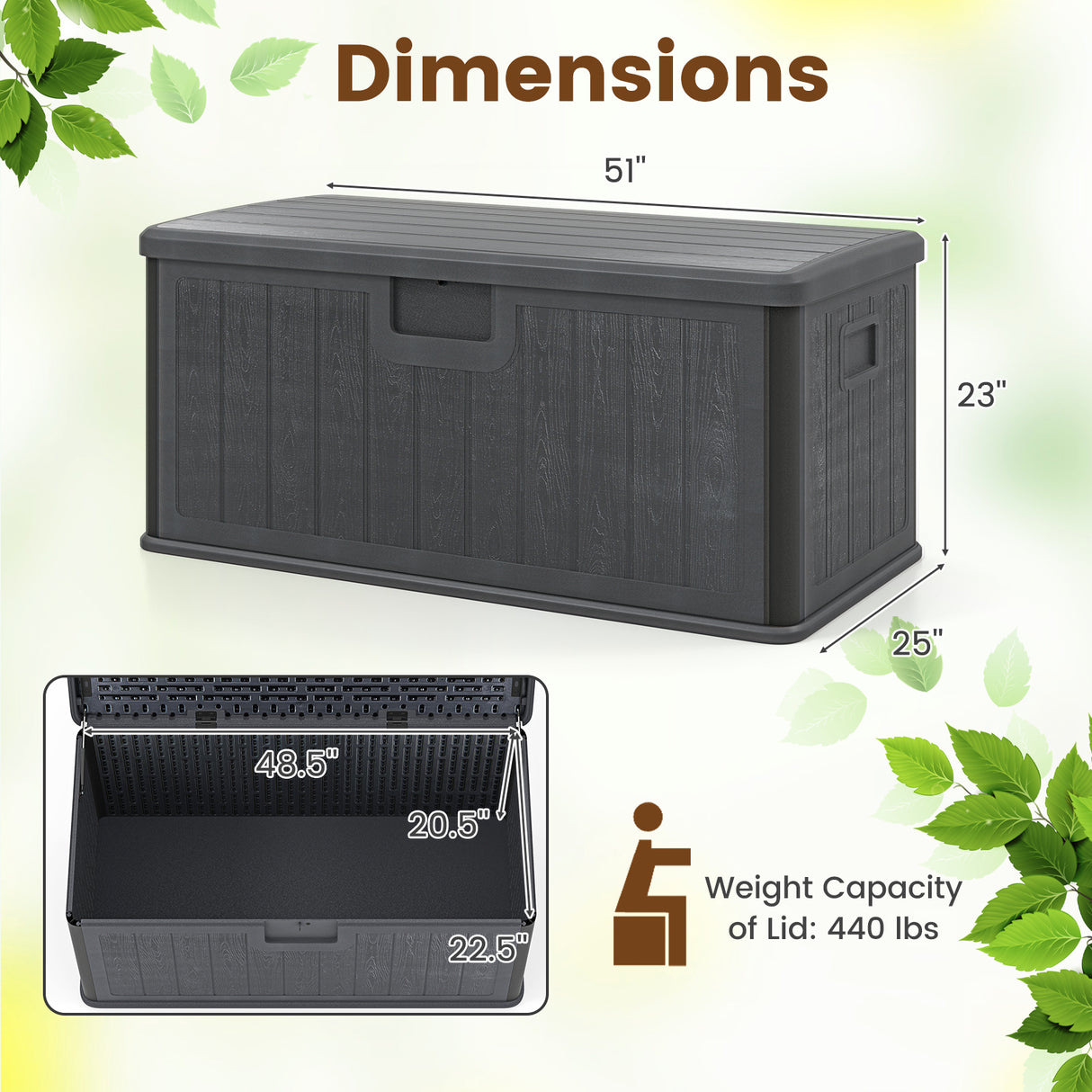 100 Gallon Large Deck Box with Lockable Lid for Patio