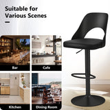Bar Stools Set of 2 with Enlarged PU Leather Seat and Footrest