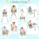 6-in-1 Convertible Baby High Chair with Adjustable Removable Tray
