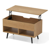 31.5 Inch Lift Top Coffee Table with Hidden Compartment and 2 Storage Shelves