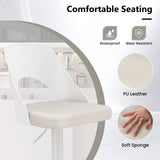 Bar Stools Set of 2 with Enlarged PU Leather Seat and Footrest