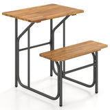Acacia Wood Patio Table Bench Set One-Side Picnic Table and Seat