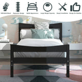 Twin Size Rustic Platform Bed Frame with Headboard and Footboard