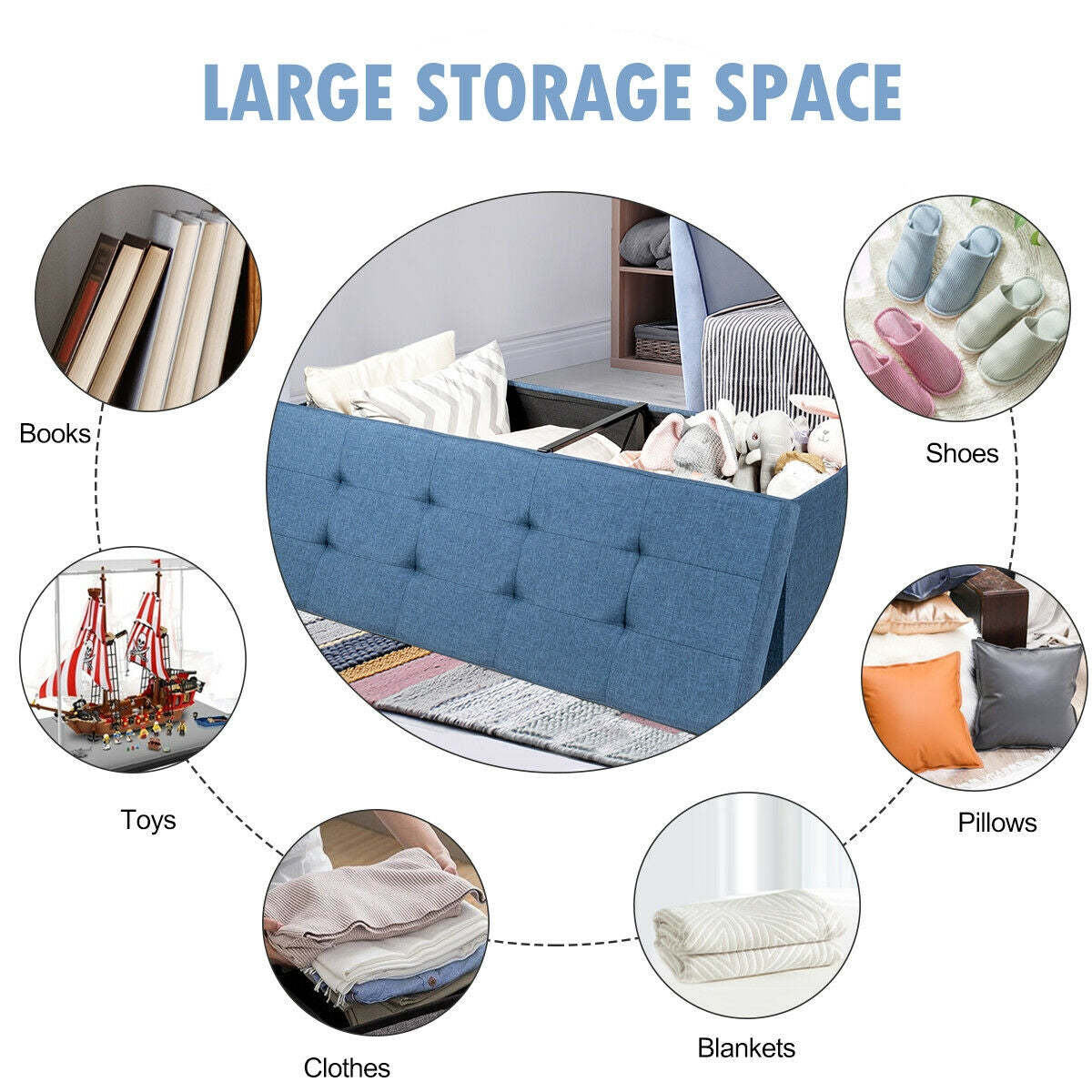 Fabric Folding Storage with Divider Bed End Bench