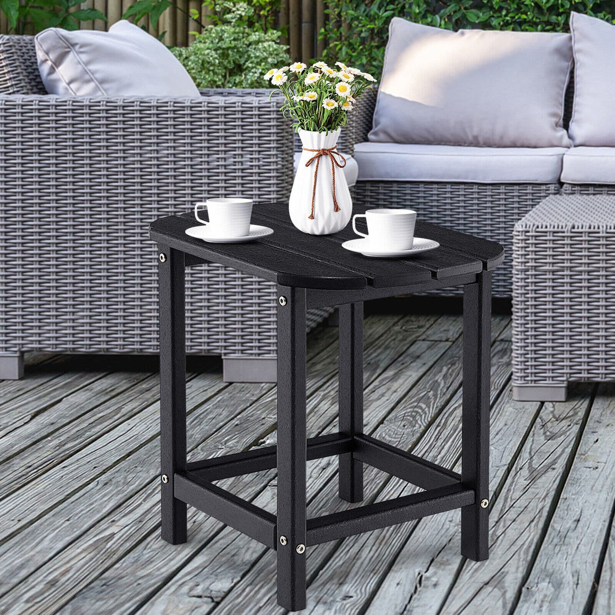 18 Inch Weather Resistant Side Table for Garden Yard Patio