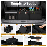 18 Gal Car Trunk Organizer with Lid 3-Compartment Portable Storage Box-Black