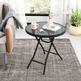 18 Inch Folding Side Table Patio Round Compact Coffee Table