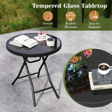 18 Inch Folding Side Table Patio Round Compact Coffee Table