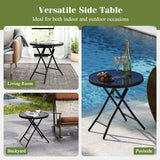 18 Inch Folding Side Table Patio Round Compact Coffee Table