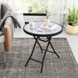 18 Inch Folding Side Table Patio Round Compact Coffee Table