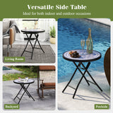 18 Inch Folding Side Table Patio Round Compact Coffee Table