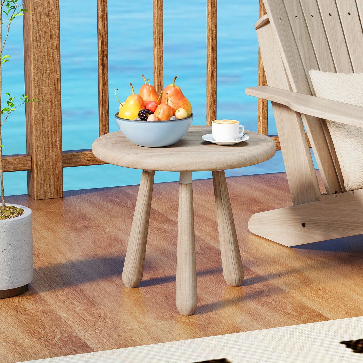 18 Inch Outdoor Mahogany Wood Side Table with Thickened Board