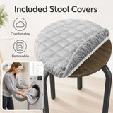 18 Inch Round Stackable Stools with Removable Washable Covers-Set of 6