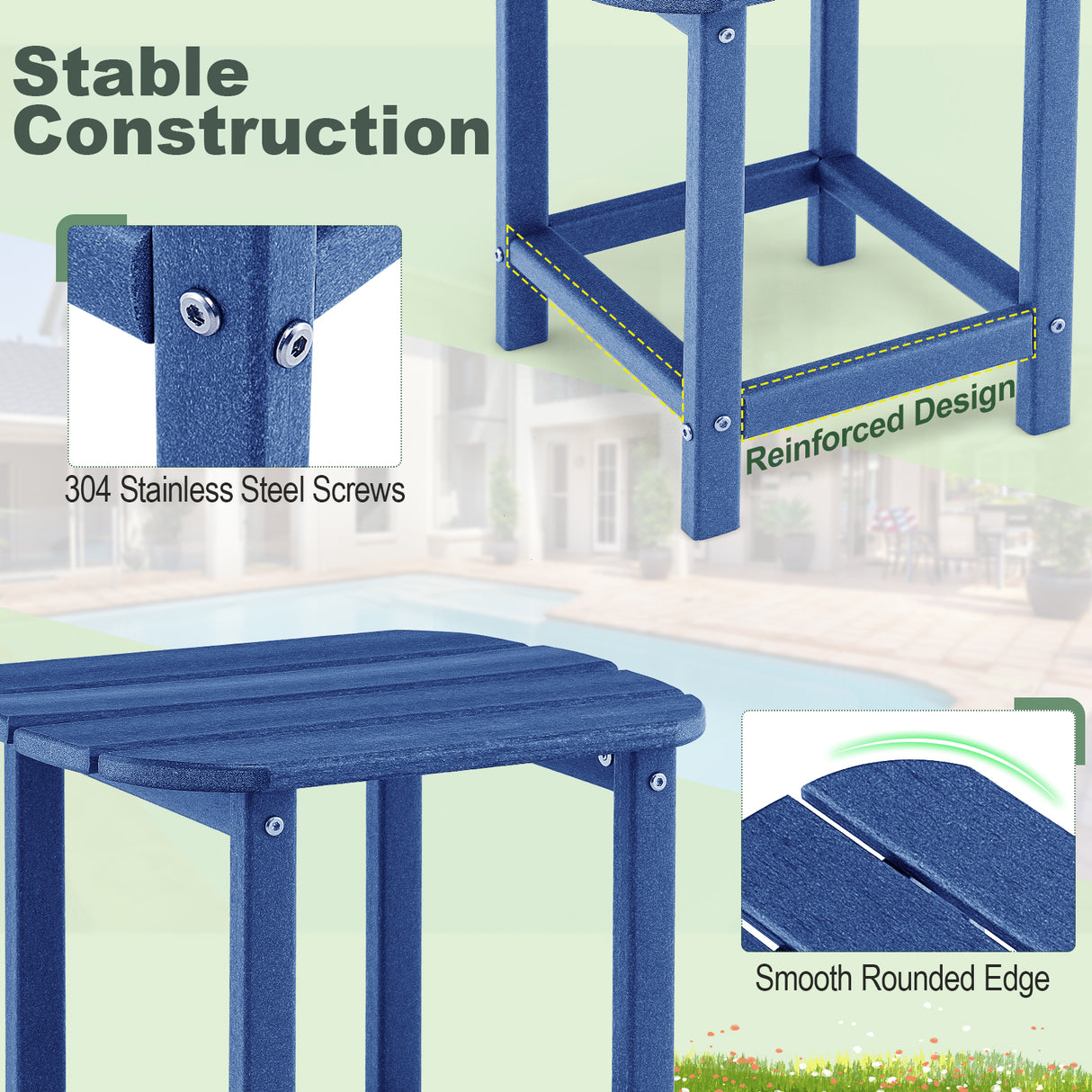 18 Inch Weather Resistant Side Table for Garden Yard Patio