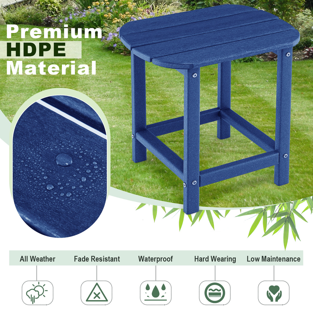 18 Inch Weather Resistant Side Table for Garden Yard Patio