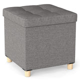 18 Inches Ottoman with Storage and Rubber Wood Legs-Gray