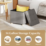18 Inches Ottoman with Storage and Rubber Wood Legs-Gray