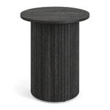 18" Round Fluted Side Table with Pedestal Drum Design and Non-Slip Foot Pads for Small Spaces