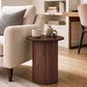 18" Round Fluted Side Table with Pedestal Drum Design and Non-Slip Foot Pads for Small Spaces