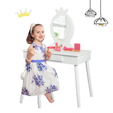 Kids Vanity Makeup Table and Chair Set Make Up Stool