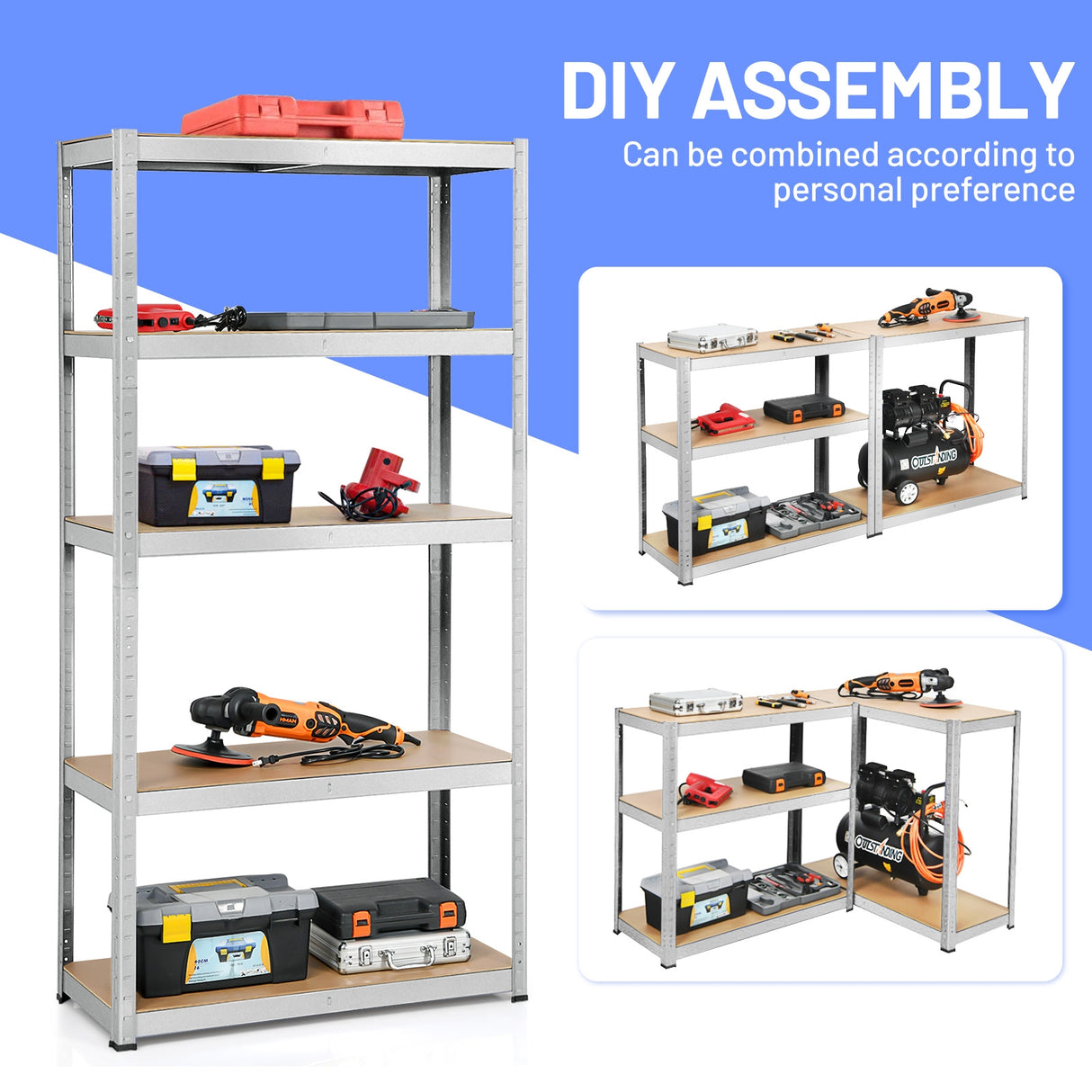 72 Inch Storage Shelf Steel Metal 5 Levels Adjustable Shelves
