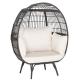 Oversized Patio Rattan Egg Lounge Chair with 4 Cushions