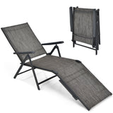 2 Pieces Foldable Chaise Lounge Chair with 2-Position Footrest