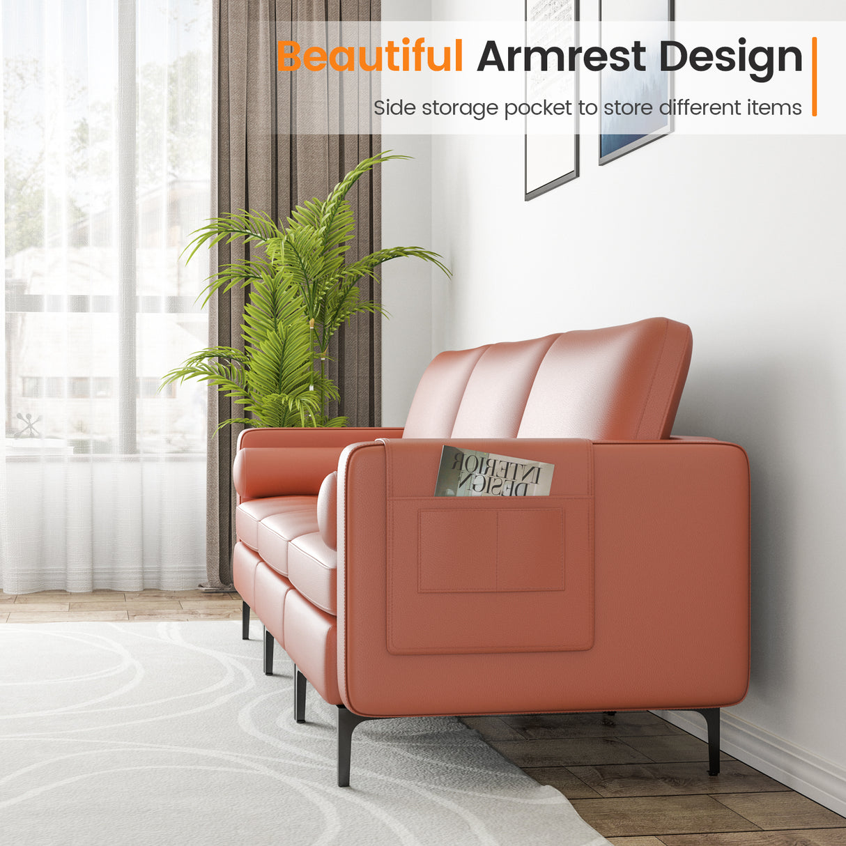 Modular 1/2/3/4-Seat L-Shaped Sectional Sofa Couch with Socket USB Port-3
