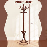 Wood Standing Hat Coat Rack with Umbrella Stand
