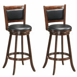 Set of 2 29 Inch Swivel Bar Height Stool Wood Dining Chair Barstool