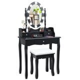 Oval Mirror Vanity Set  with 10 LED Dimmable Bulbs and 3 Drawers